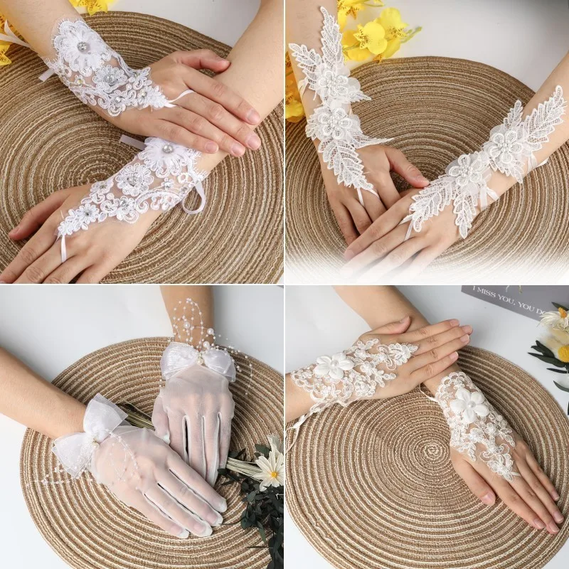 

Bridal Wrist Wedding Gloves Braut Handgelenk Hochzeit Handschuhe Guantes De Boda De Muñeca De Novia Stage Performance Hostress