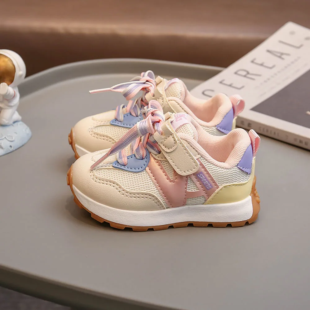 

2023 Trend Fashion Casual Sport Shoes For Children Korean Style Breathable Toddler Shoes Soft-soled Tennis Soccer Footwear Kids