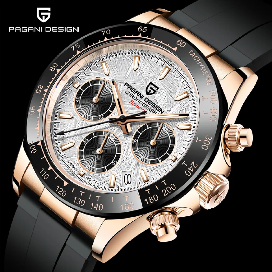 

PAGANI DESIGN New Men Quartz Wristwatches Luxury Ceramic Bezel Chronograph Stopwatch 100m Waterproof Stainless Men Casual Watch