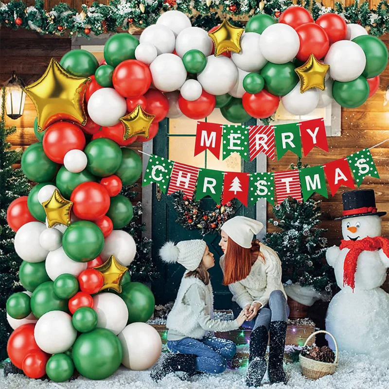 

Рождественская гирлянда с воздушными шарами, зеленая, красная, золотая, конфеты, украшение на Рождество для дома, Рождественская вечеринка, ...