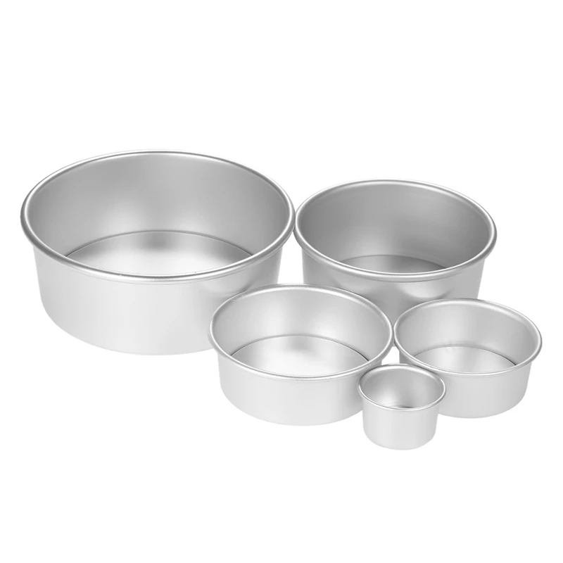 

5Pcs Cake Mould Pastry Cake Aluminum Alloy Round Pudding Cheesecake Mold Set with Removable Bottom Chiffon Cake Pan