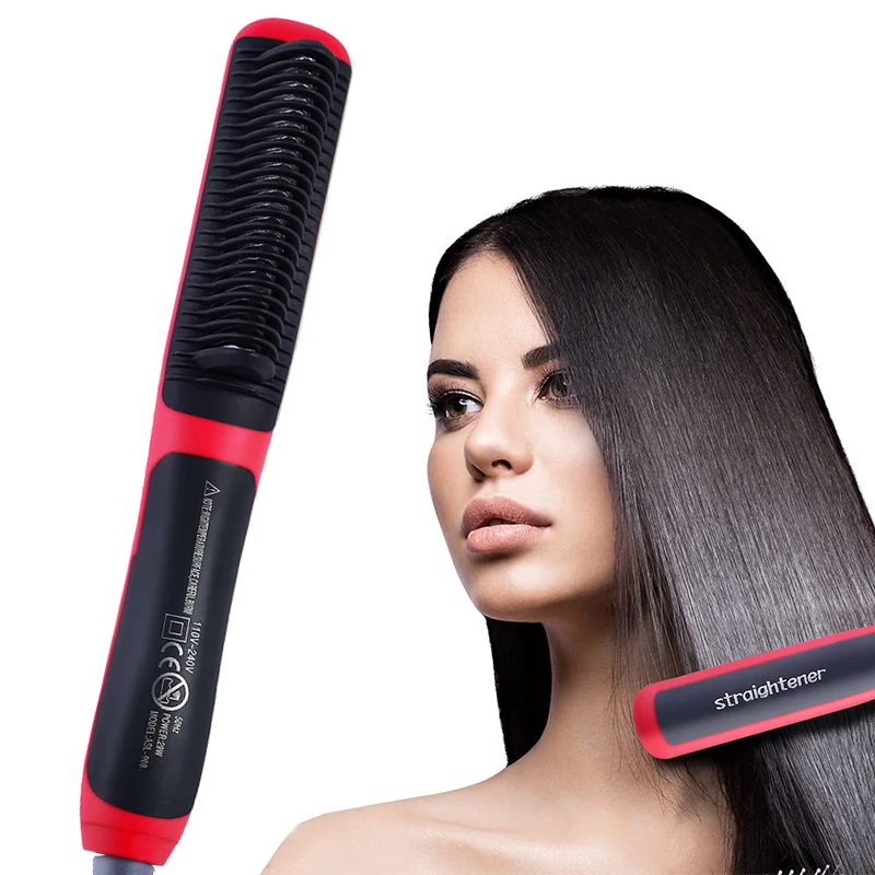 

Hot Ionic Hair Straightener Brush Titanium Ceramic Flat Iron Ptc Heating Professional Electric Hair Comb Fast Hair Straightening