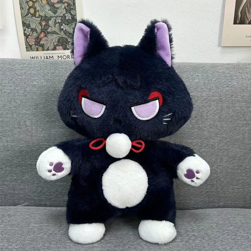 25cm Game Genshin Black Cat Fluffy Impact Wanderer Pet Plush Toys Scaramouche Cat Cosplay Doll Soft Stuffed Pillow Gift For Kids images - 6