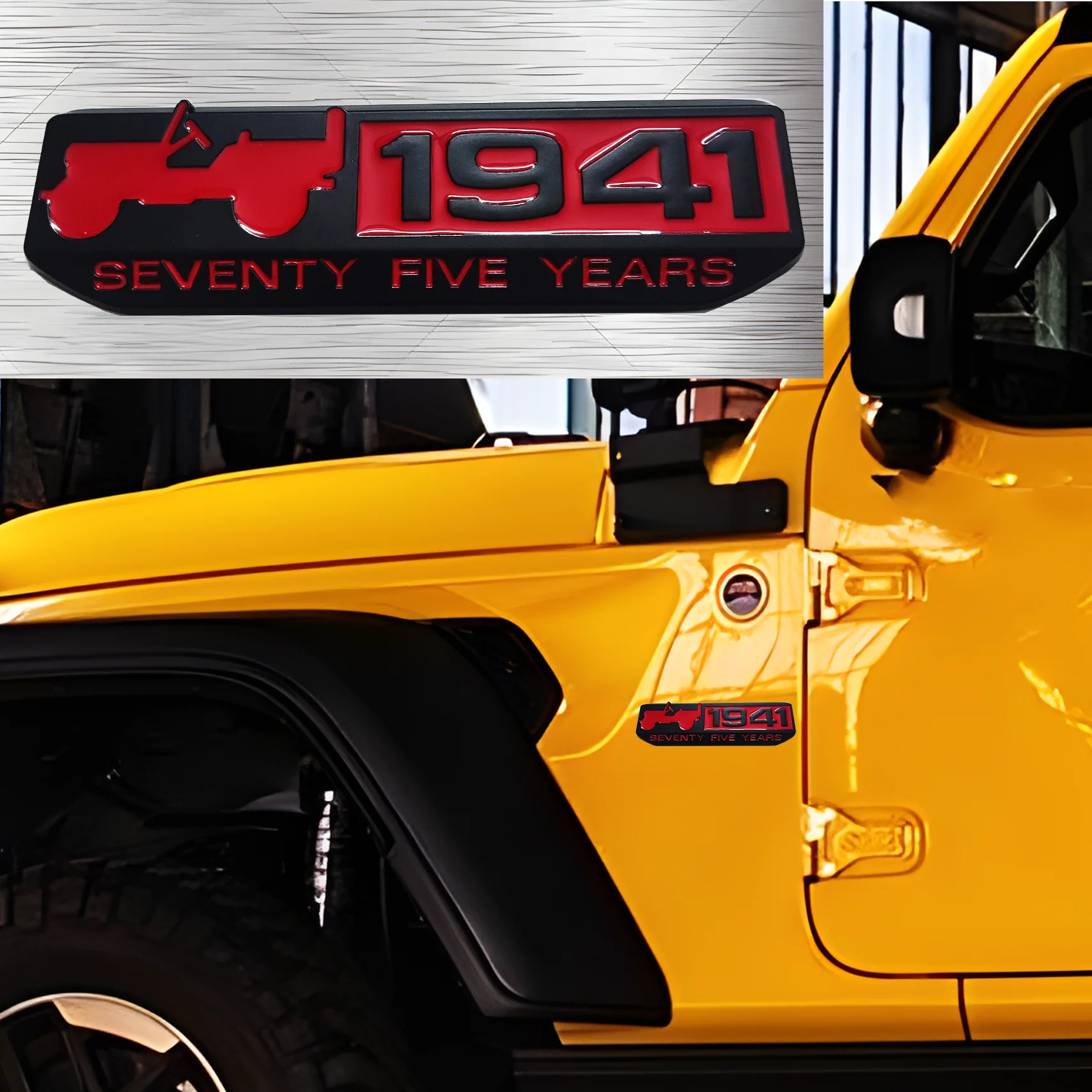 Фото Металлическая наклейка на автомобиль 1941 года, подходит для Jeep SUV Wrangler Grand Cherokee Commander Compass, 3D металлическая декоративная наклейка №3