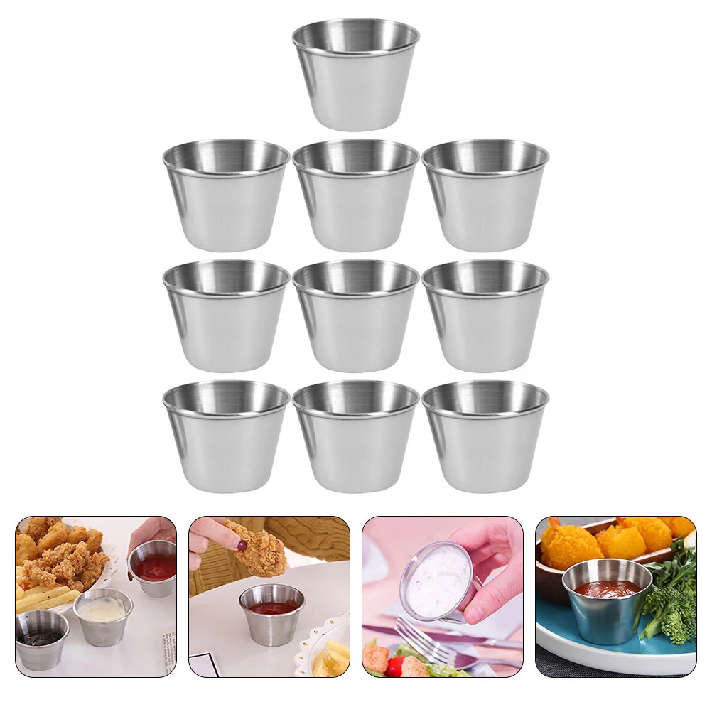 

10pcs Stainless Steel Sauce Cups Condiment Containers Condiment Cups Small Ramekins Dipping Sauce Cups