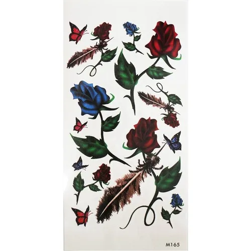 Временная татуировка в виде Розы и пера Пляжная плавательная вышивка значок