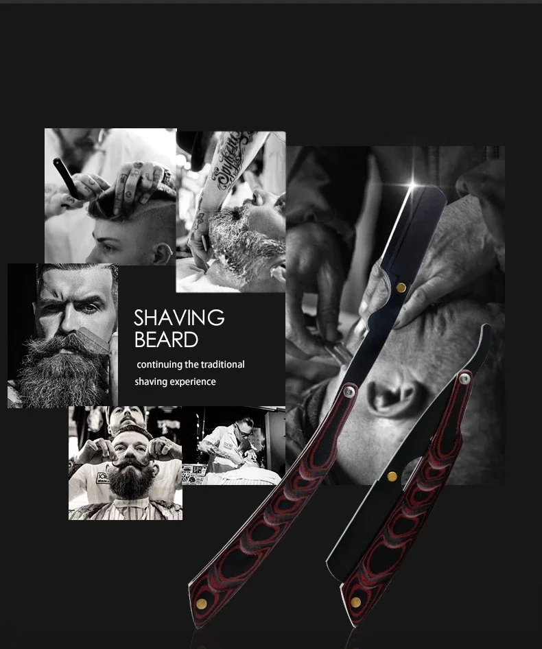 Мужская бритва для парикмахера складная профессиональная с прямым краем из