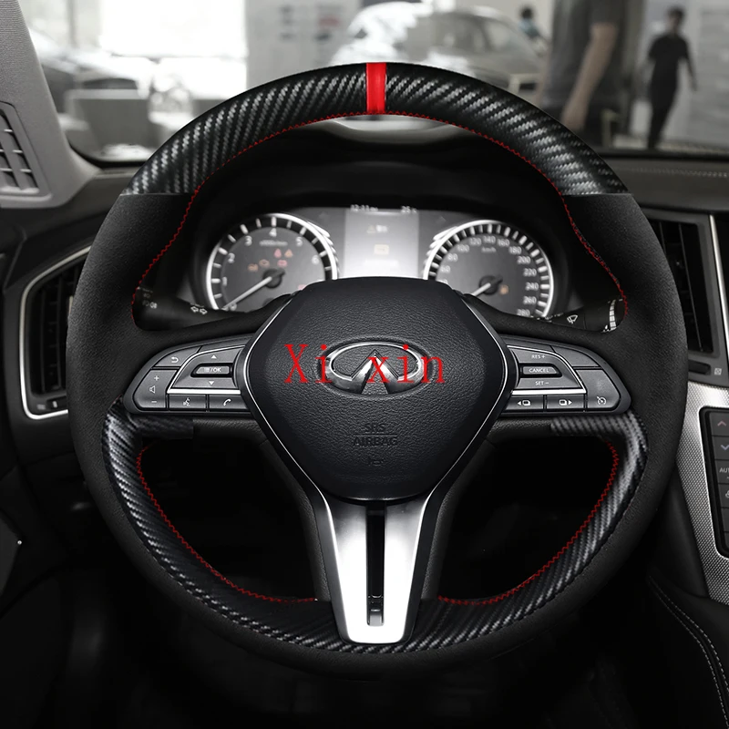 

Частный изготовленный на заказ Чехол рулевого колеса из углеродного волокна для Infiniti QX50 Q50L QX60 Q60 Q50QX30QX80