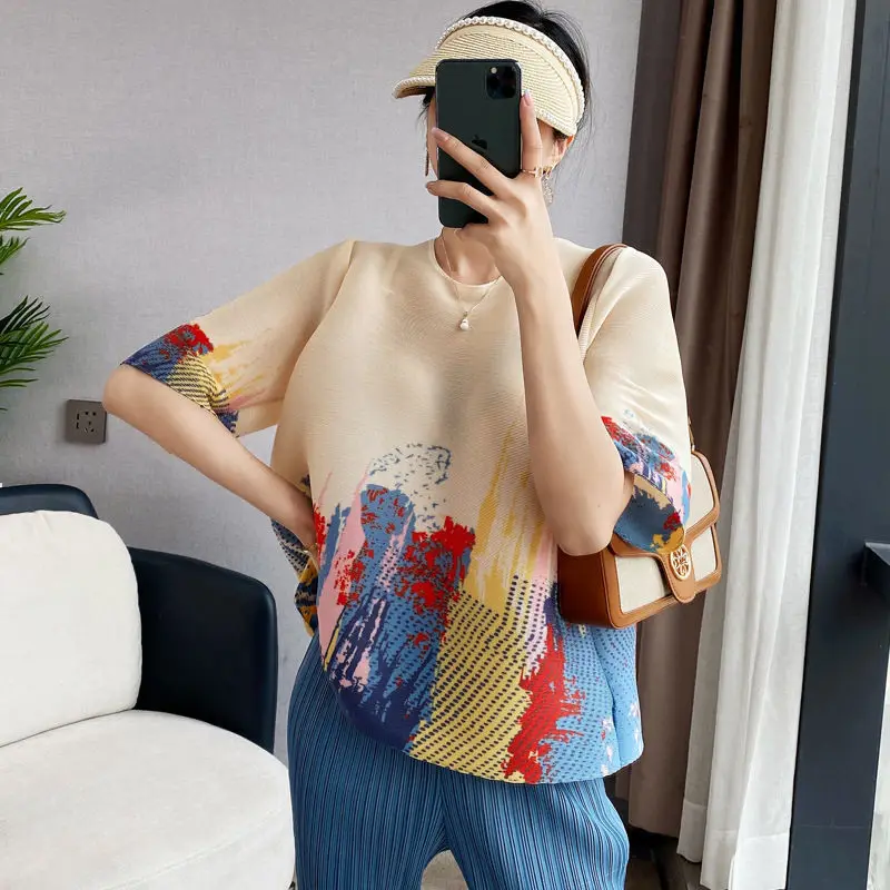 

T shirt female 2022 Summer casual wild T -shirt loose and fashionable temperament garden five -point sleeve top t shirt women