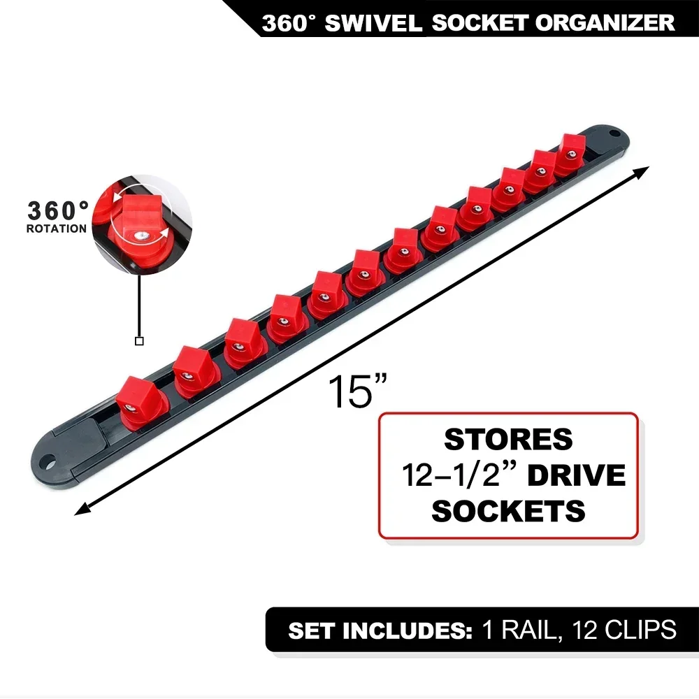 

Органайзер для розеток из АБС-пластика, 1/4 дюйма, 3/8 дюйма, 1/2 дюйма, 360° ° Поворотные держатели розеток высшего качества