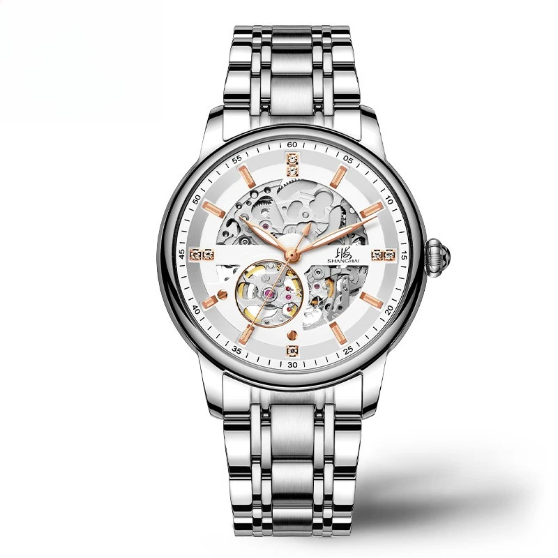 Фото Мужские механические часы Shanghai Watch National Series с автоподзаводом, инкрустированные бриллиантами, модные спортивные, модель 8855 №1