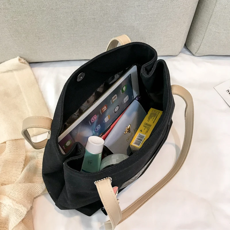 Women Corduroy Shoulder Bag Reusable Shopping Bags Casual Tote 2022 New Soft Female Handbag with Button Environmental Organizer