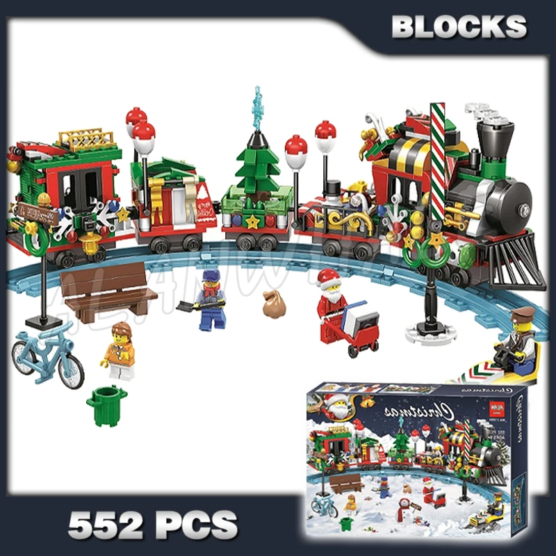 

538pcs Creative Expert Winter Holiday Train Village Coal Tender Flatbed Wagon 11094 Building Blocks Set Compatible With Model