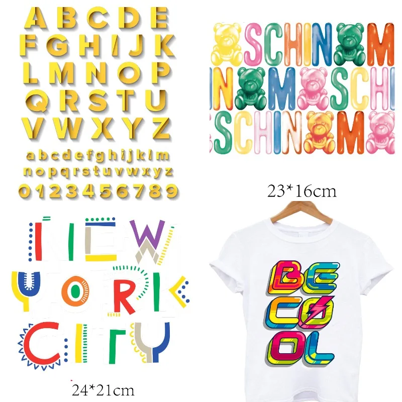 

New York City Letters Alphabet Patches on Clothes Iron-on Transfers for Clothing Thermoadhesive Patches Teddy Bear Sticker Patch