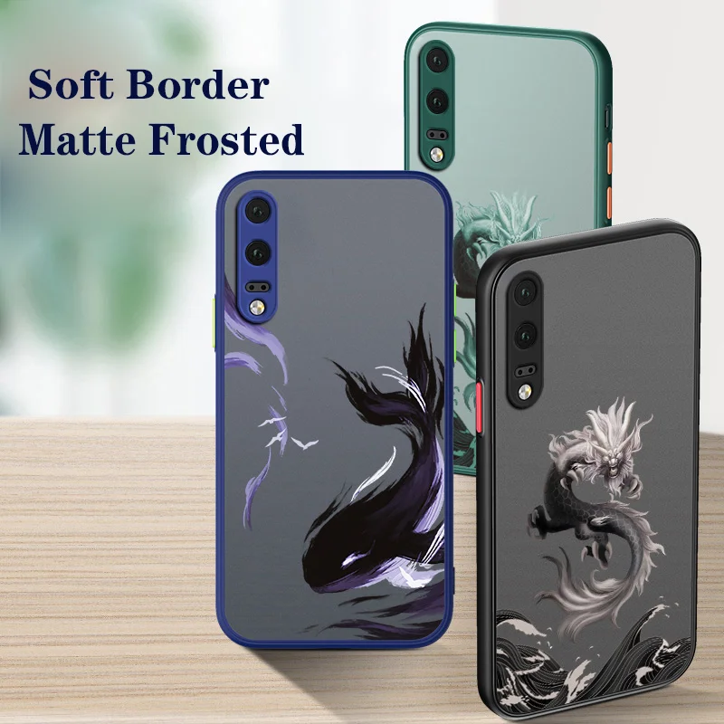 luxury dragon fish phone case for huawei honor 10x lite 9x 20 30 50 y7a p smart 2021 p50 p40 p30 p20 pro nova 5t frosted cover free global shipping