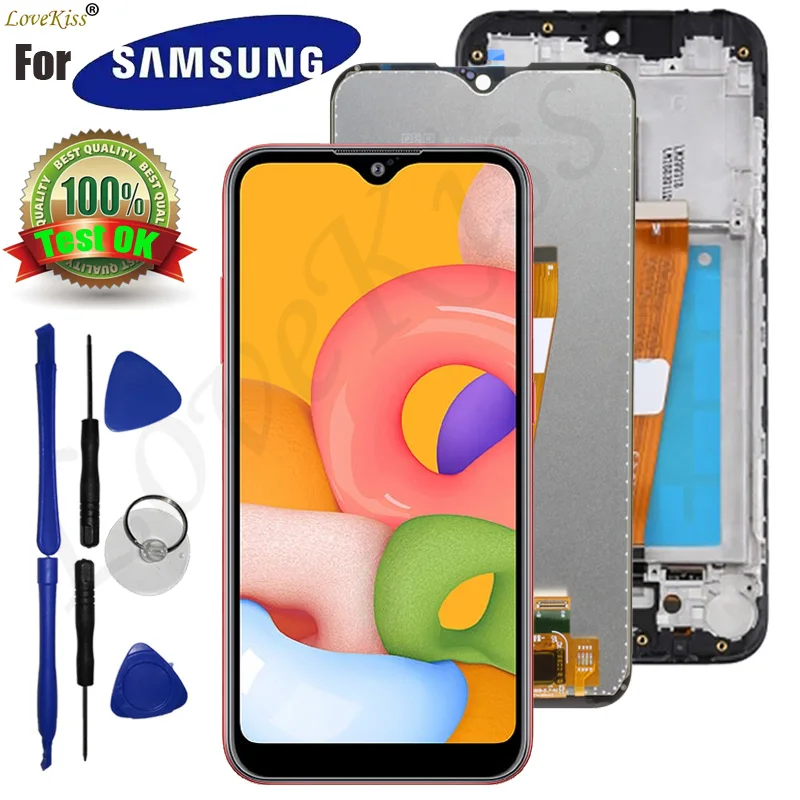 

ЖК-дисплей для Samsung Galaxy A01 A015F A015G A015DS A015M, сенсорный экран с цифровым преобразователем, передняя панель, Сменное Стекло в сборе