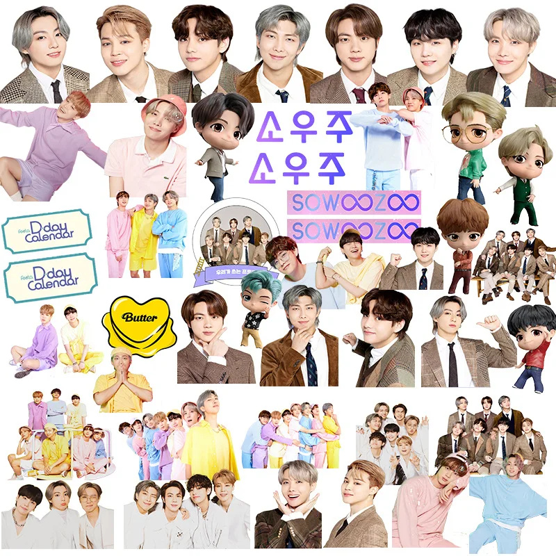 

Новинка 2022 г., наклейки Bangtan BTS-Boys с KPOP-звездами, милые наклейки в эстетике для скрапбукинга, декора, планировщика, канцелярские принадлежност...