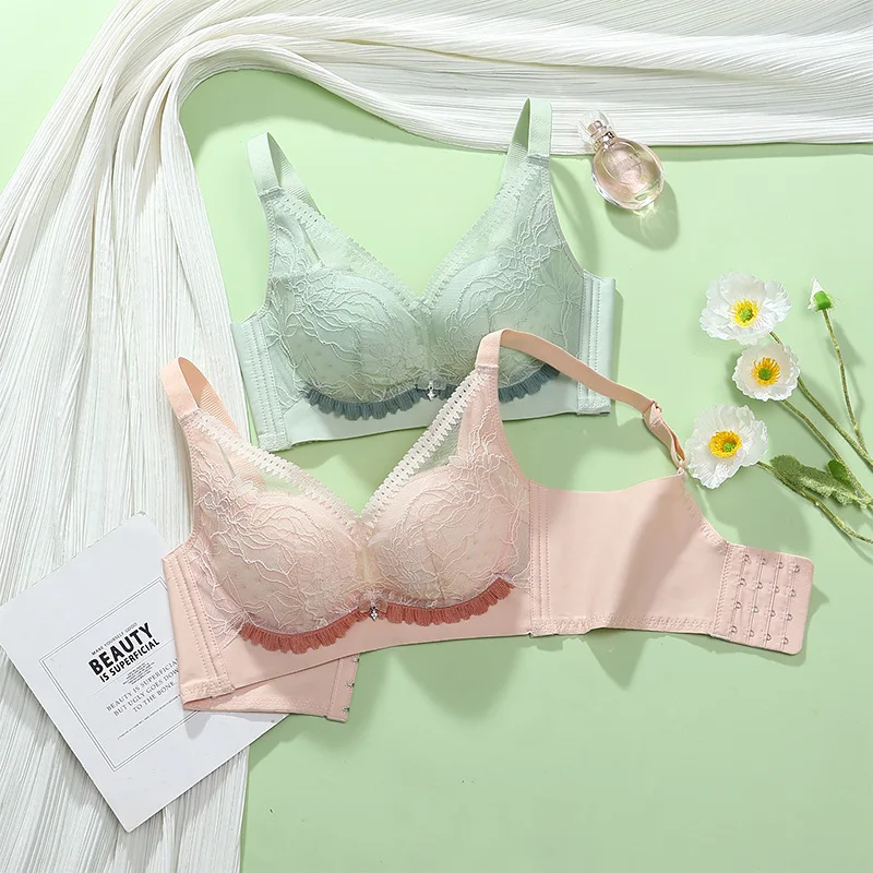 

Дышащее кружевное женское нижнее белье большого размера, бюстгальтер без косточек, регулируемый бюстгальтер, тонкий бюстгальтер с большой грудью