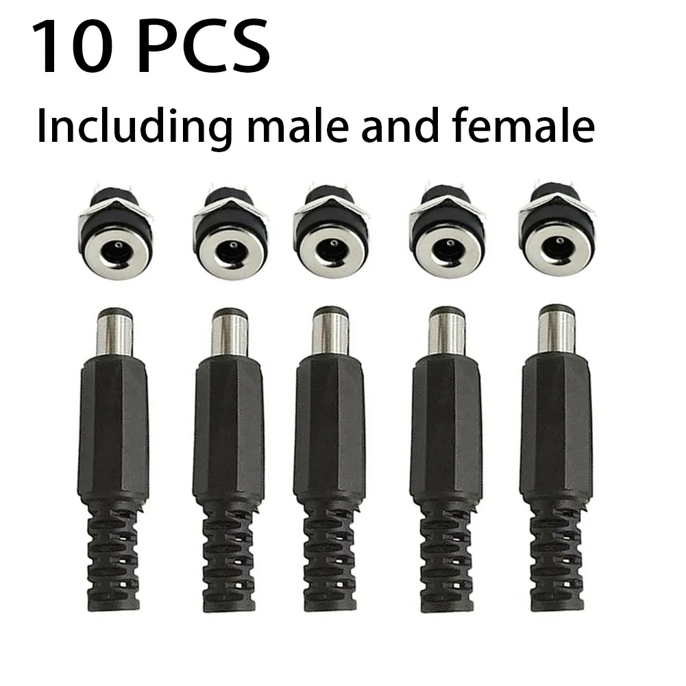 

12V 5.5mm 2.5mm Plug Socket DC Connectors DC Power Socket Male Female Jack Screw Nut Panel Mount DC Power Adapter Connector Tool