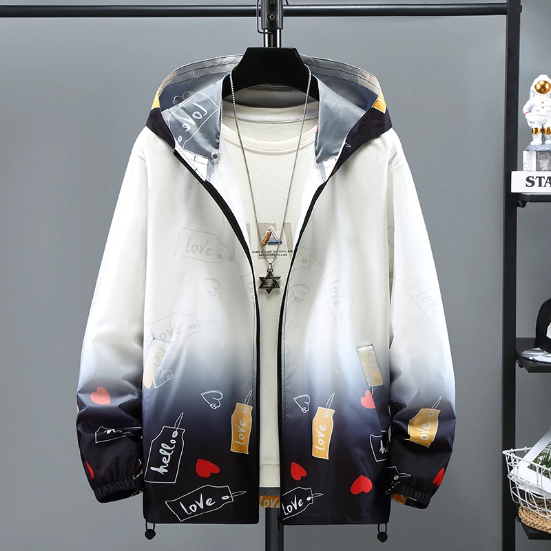 

Plus Size 8XL 9XL 10XL 2022 new Summer Thin Jackets Men Streetwear Fashion printed Jackets man hooded jacket Windbreaker Coats
