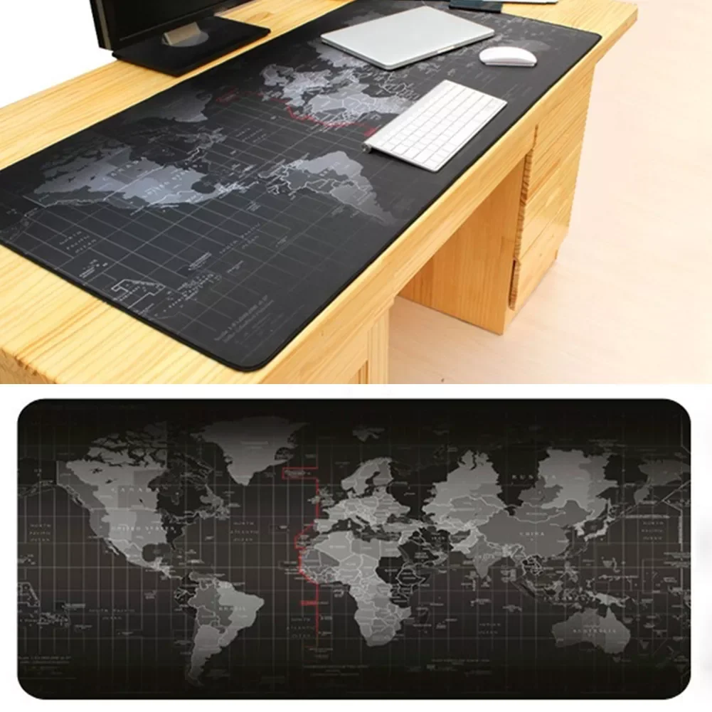 

World Map Pattern Mouse Pad Absorbent Breathable Anti Slip Office Desk Pad 90*40cm/80*30cm/70*30cm Writing Protector Mat