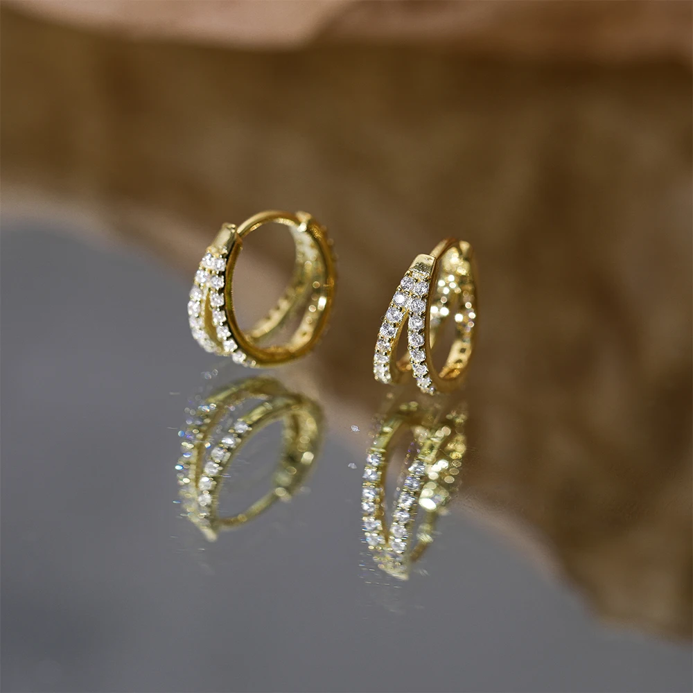 

CANNER Double Circle 925 Sterling Silver Earring For Women Hoop Earrings Zirconia Fine Jewelry Accessories 18K Gold Mom Gift