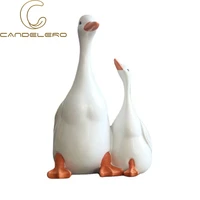 garden ornaments outdoor animal statues resin sculptures home decor living room decoration desk white mother and daughter duck