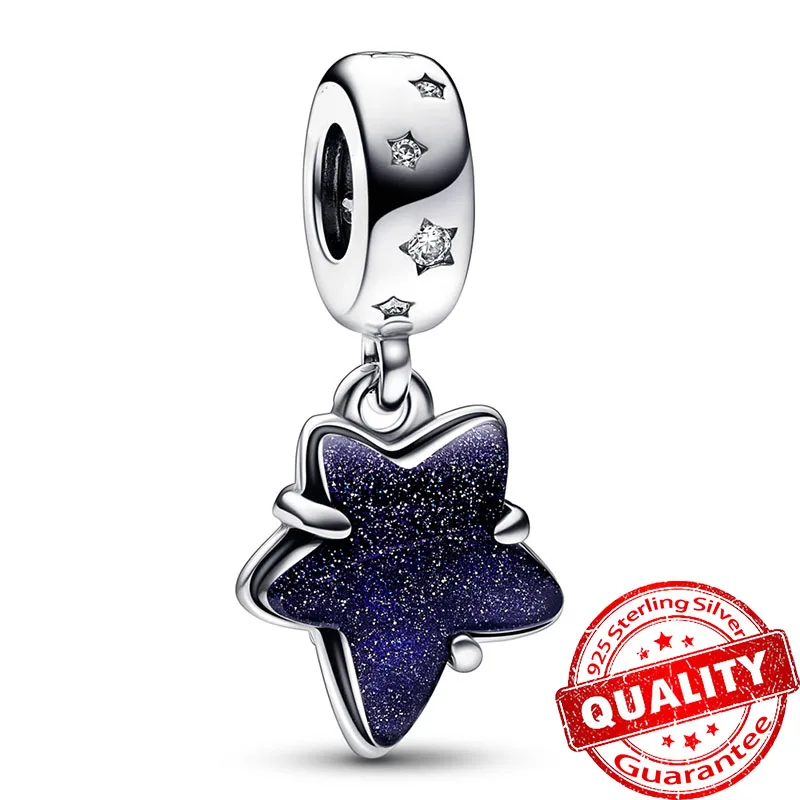 

Authentic 925 Sterling Silver Celestial Galaxy Star Murano Dangle Charm Fit Pandora 3mm Bracelet for DIY Women Exquisite gift