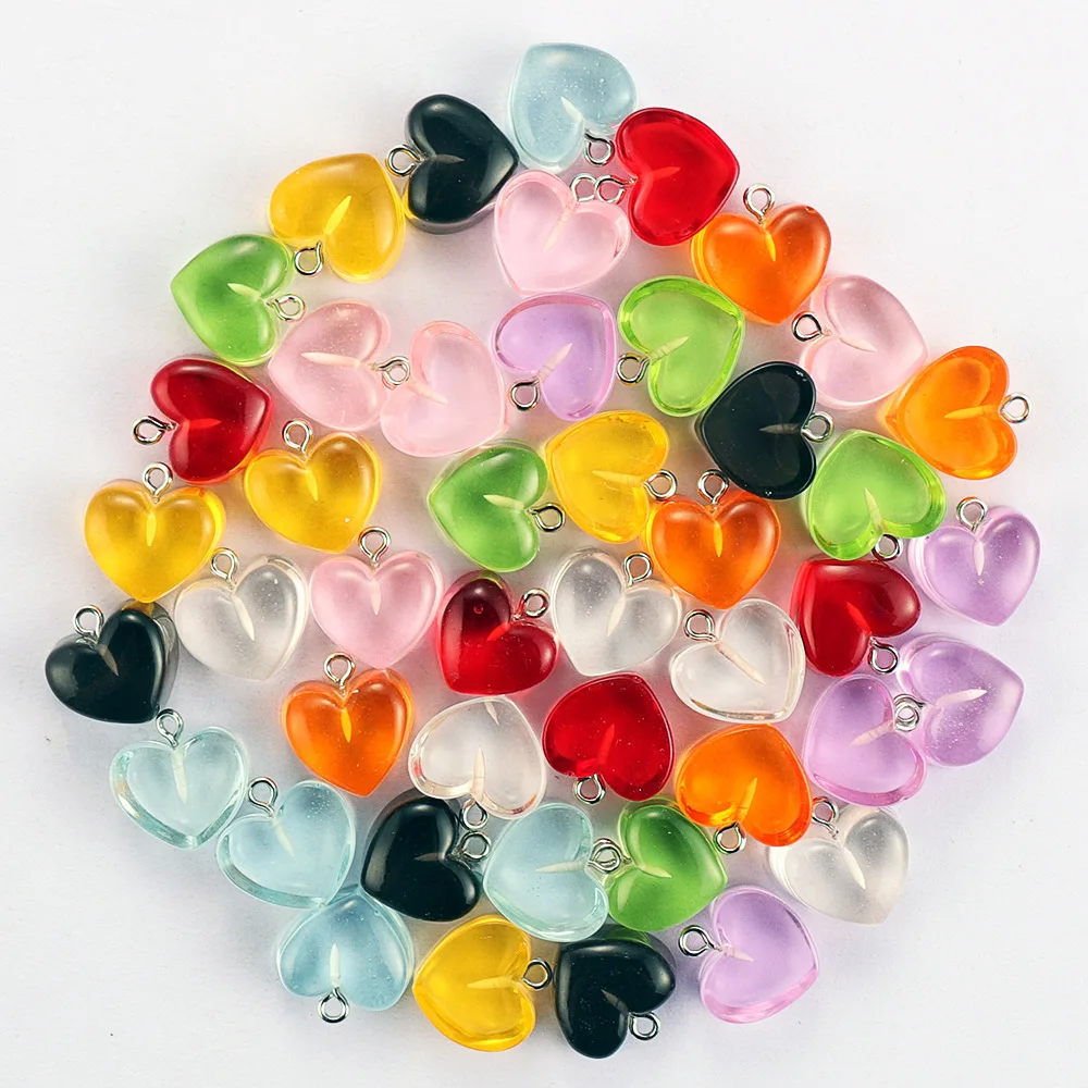 

10pcs 16*18mm Heart Charms Pendant Candy Transparent Color Necklace Keychain Charms for DIY Earrings Jewelry Materials Findings