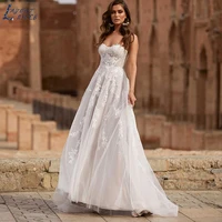 strapless lace appliques wedding dress for bride long tull sweep train elegant sweetheart sleeveless bridal gowns robe de mari%c3%a9e