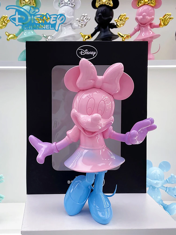 

30cm Disney Minnie Mouse Cartoon Figure Beckoning Mickey Statue Kawaii Resin Sculpture Trendy Shop Home Decoration Ornament Gift