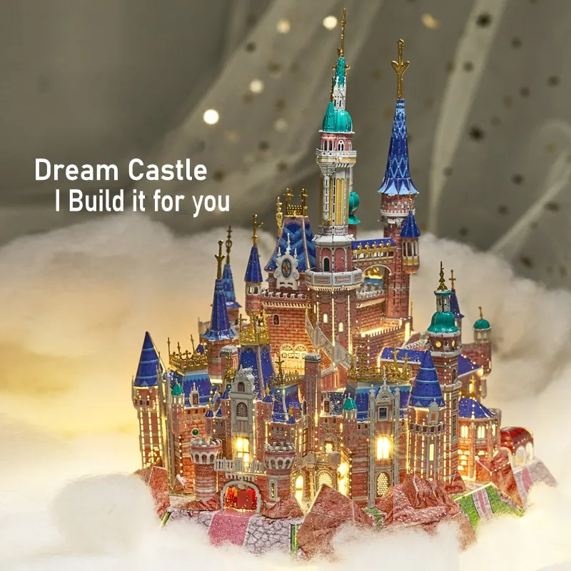 

Iron Star 3D Metal Jigsaw Puzzle Dream Castle Fantansy With Light Model kits DIY Assembly Model Toy For Adults Children libresse