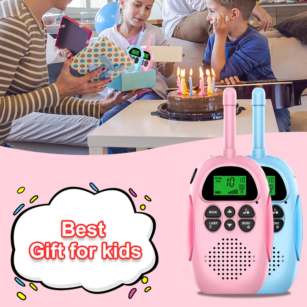 

2pcs Walkie Talkie Kids Built-in 1000mAh Battery Children's Radio Walkie-Talkie Kids Birthday Gift Toy For Boy Girl 3~5KM Range