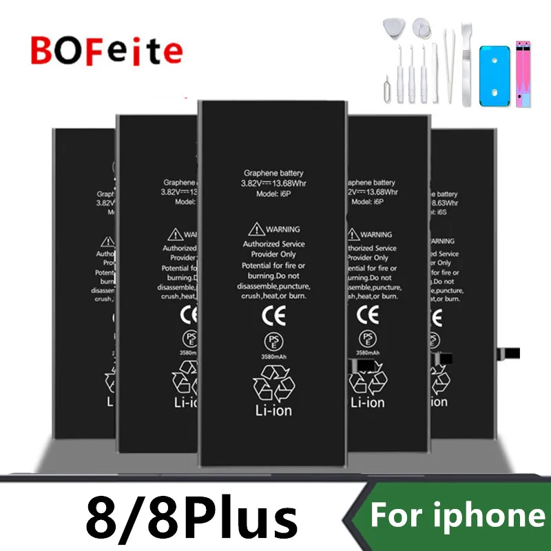 BoFeite Battery For Apple iPhone 8 8plus Replacement Mobile Phone Bateria  High Quality 0 Cycle with Repair Tools Kit