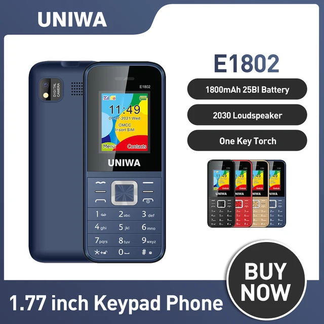 UNIWA E1802 GSM Cellphone 1800mAh Long Standby Wireless FM 1.77 Inch Senior Elder Telephone Push Button Dual SIM Card Phone 1