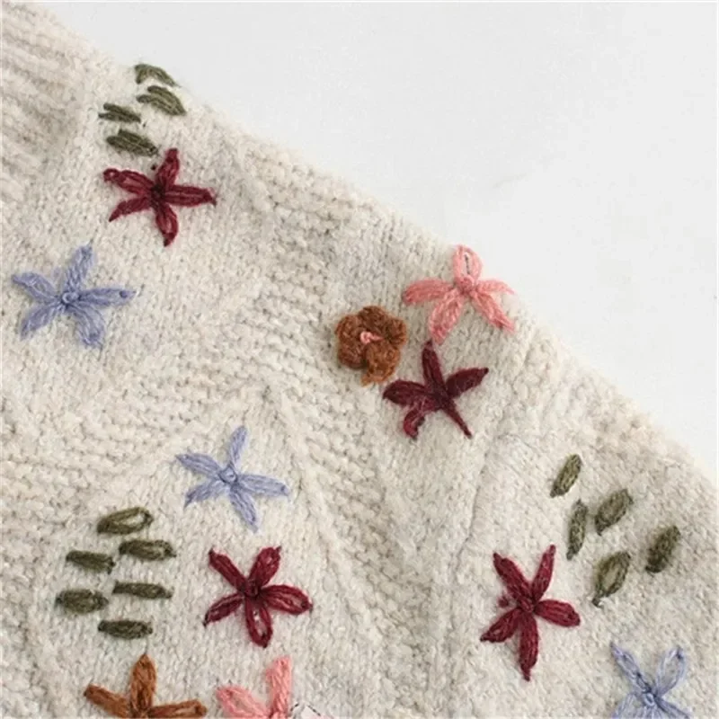 Limiguyue свитер с 3D цветочной вышивкой женский осенне-зимний жаккардовый вязаный