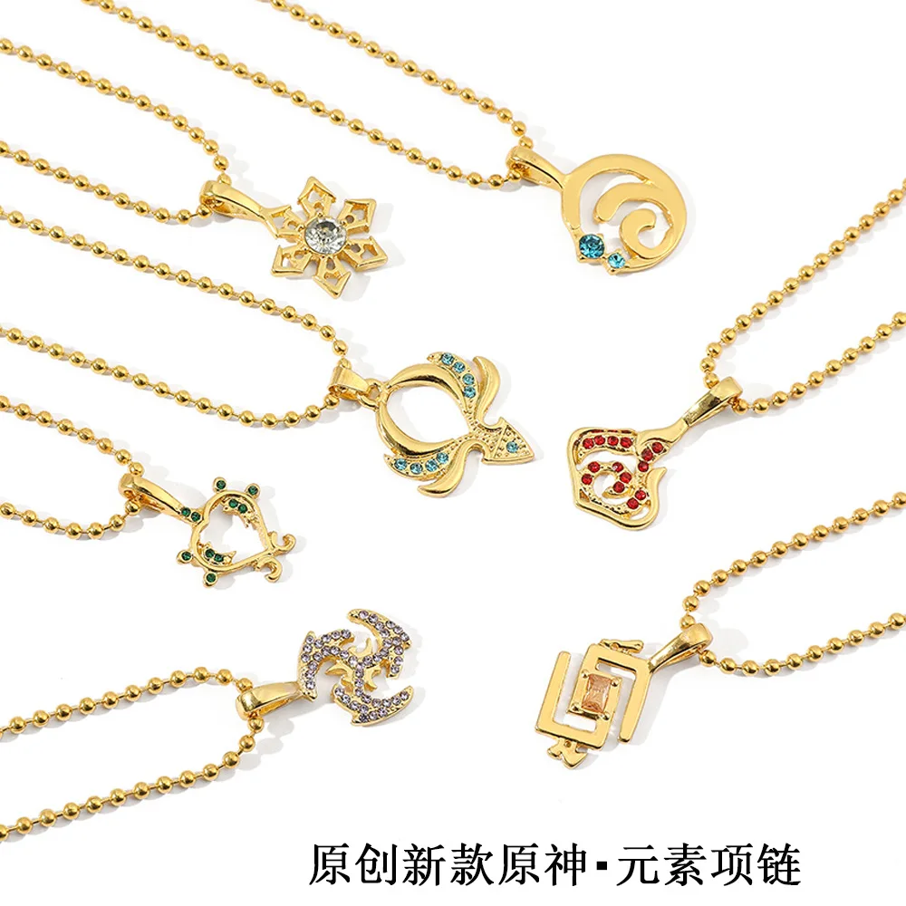 

Anime Game Genshin Impact Pendant Necklace Vintage Time Gem Eye of God Glass Cabochon Chains Women Jewelry Accessories for Men
