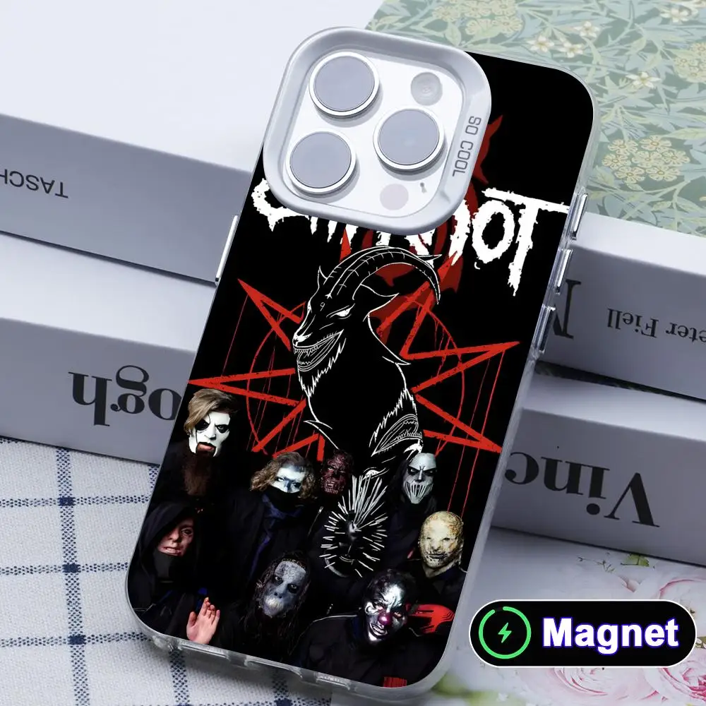 Фото Модный чехол S-Slipknot-S для iPhone 17 16 15 14 13 12 11 X XR XS Air Pro Max Plus, цветной, серебристый, с магнитом №5