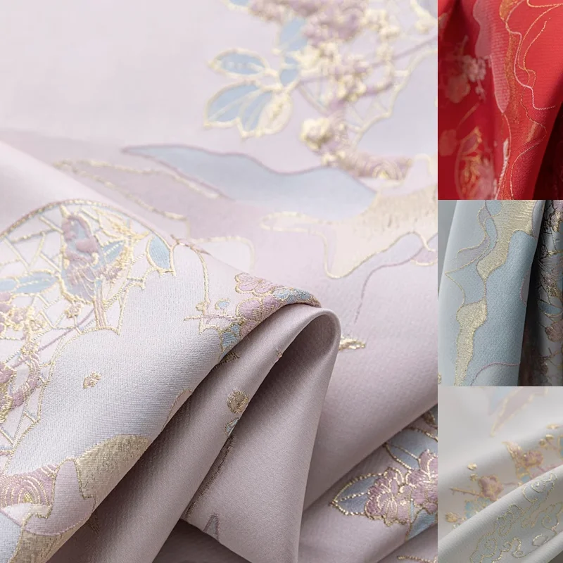 

Жаккардовая ткань, золотистая рельефная ткань в китайском стиле для платья подружки невесты, ткань для платья «сделай сам», ткань для шитья, метры, полиэстер