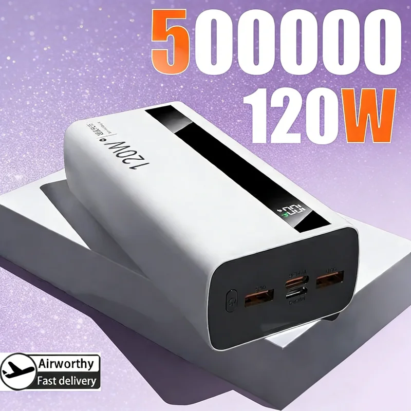 Фото Powerbank 50000 мАч 120 Вт сверхбыстрая зарядка портативное зарядное устройство высокой емкости с цифровым дисплеем Power Bank для Iphone Samsung №1