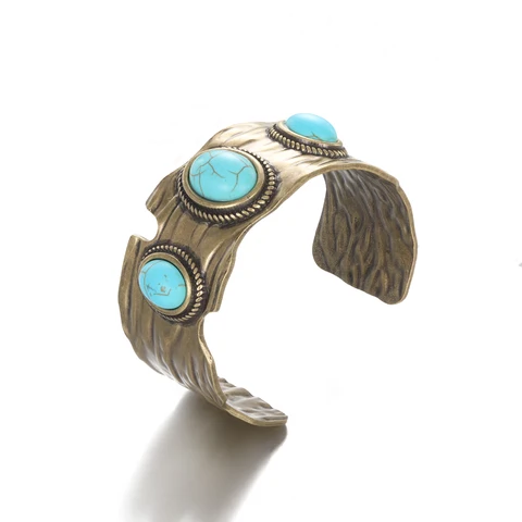 Бирюзовый каменный браслет, браслет из нержавеющей стали с опалом, женский браслет, аксессуары в богемном этническом стиле, ювелирные изделия