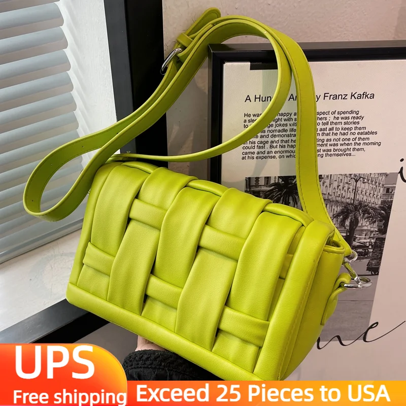 

Woven Shoulder Bag Women Brand Designer PU Leather Small Crossbody Bags for Women Handbag Luxury High Quality Fashion 2022