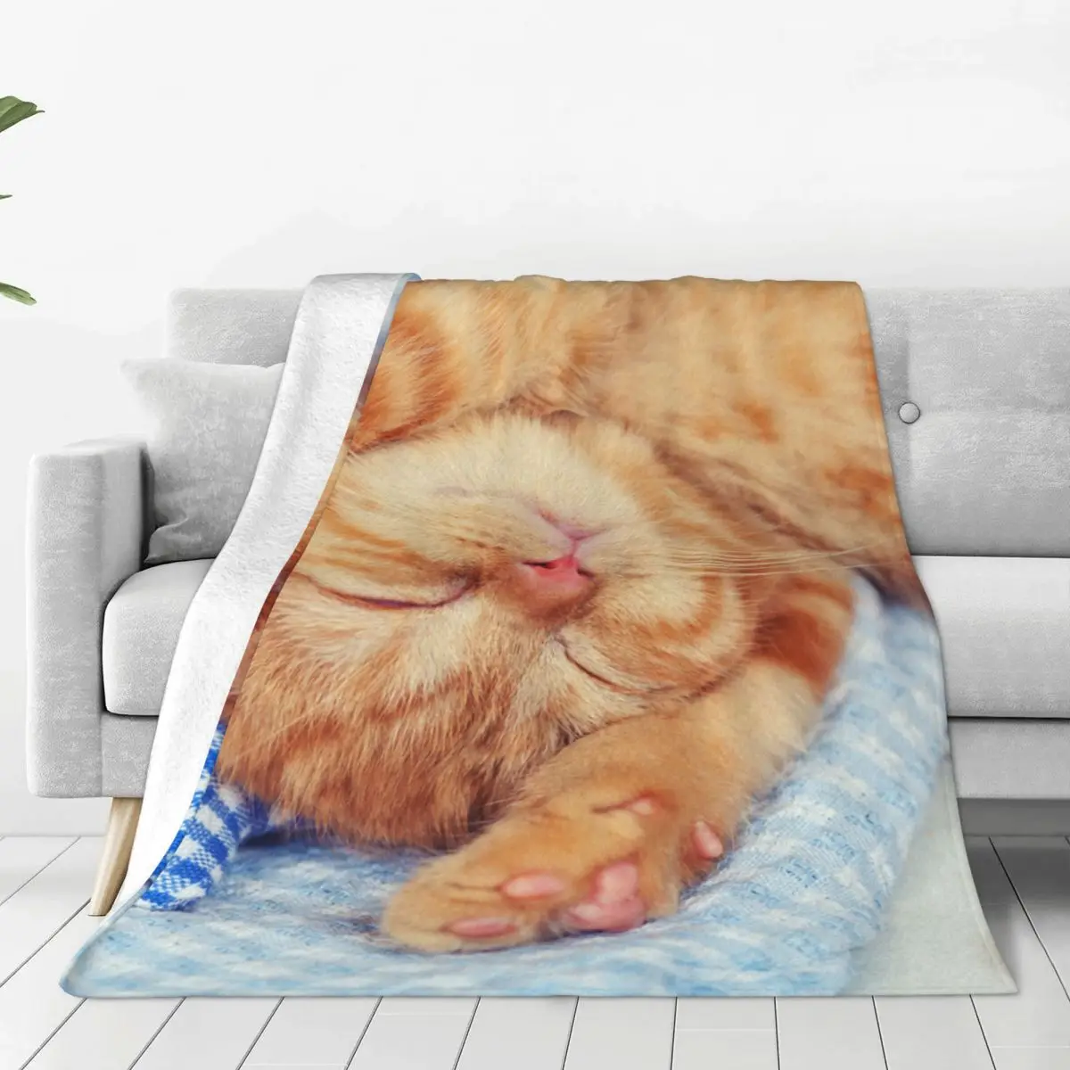 

Милый спящий Кот, модное плюшевое одеяло с 3D-принтом, детские одеяла для домашнего питомца, 150*125 см, плюшевое тонкое одеяло