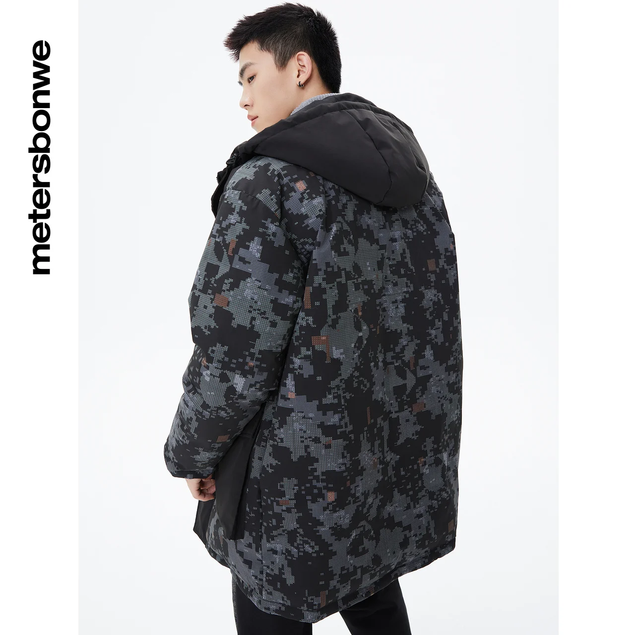 Metersbonwe Long Hooded Down Jacket Men Winter Camouflage Cargo Pocket Down Coat Male Fashion Overcoat Outerwear Warm Coar Brand