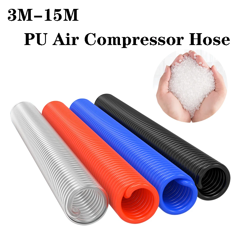 

3/6/9/12/15 м PU воздушный компрессор шланг пружинная трубка компрессор гибкий воздушный инструмент пружинный спиральный кабель воздушный шланг для компрессора