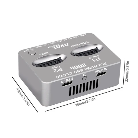 Док-станция M.2 NVME SSD Clone USB3.2 Type C NVME Docking Station M.2 M.3 NVME PCI-E Внешний жесткий диск для M2 SSD M Key SSD