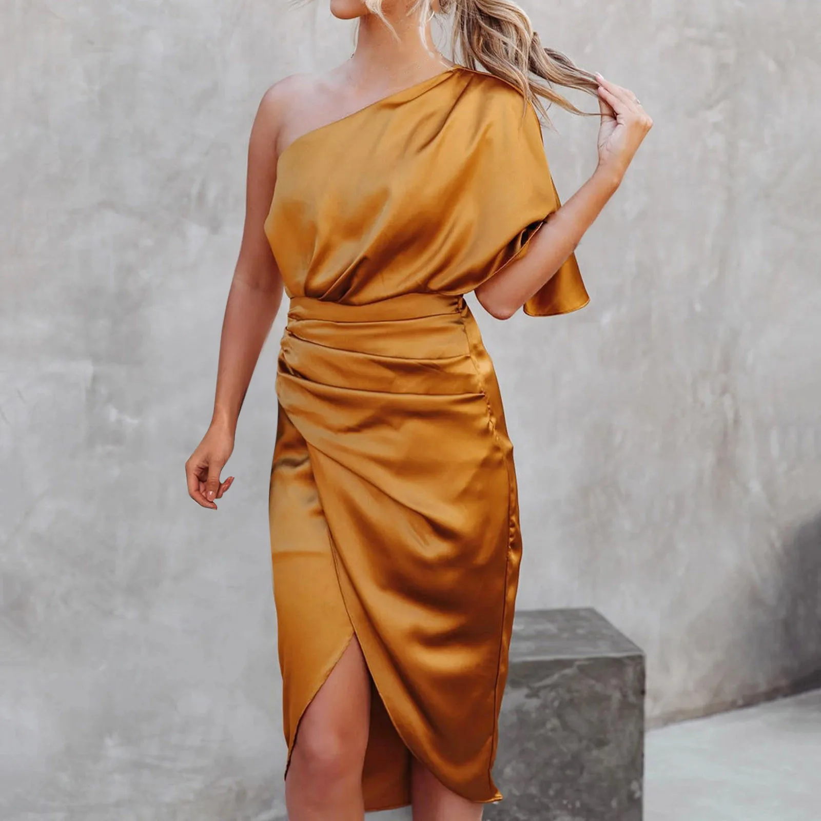 

Женское платье с юбкой, вечернее сексуальное одностороннее летнее платье с рукавом, весенние женские и Асимметричные Макси-платья для женщ...