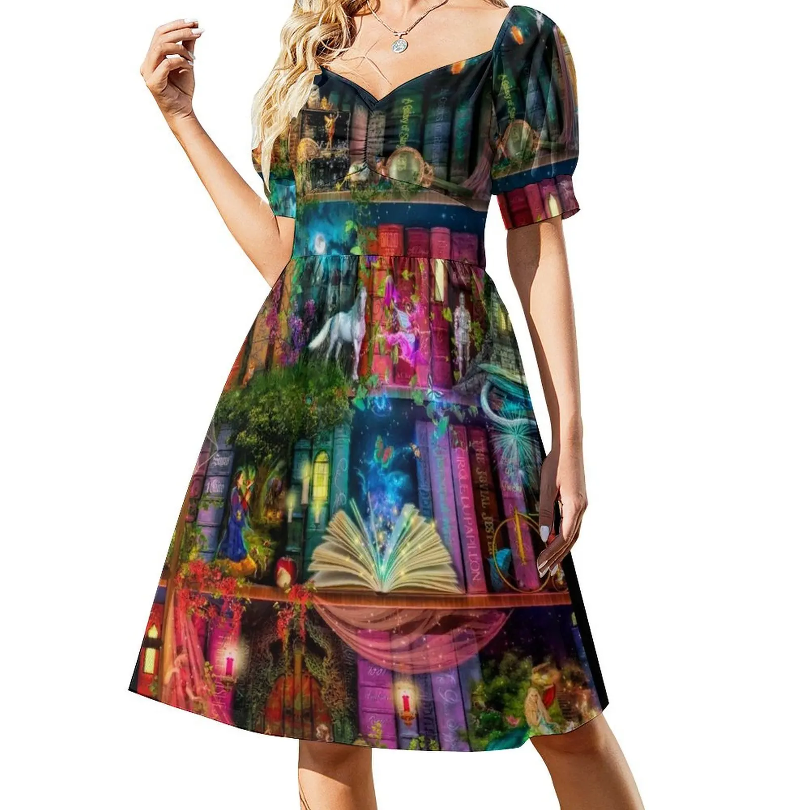 Whimsy Trove - Treasure Hunt Платье с короткими рукавами женские элегантные свободные платья