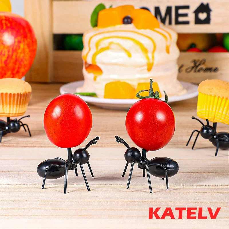 

12 шт./компл. муравьиные зубочистки, украшение для еды, фруктов, Необычные строительные вилки, столовая посуда для домашвечерние ужина, фрукт...