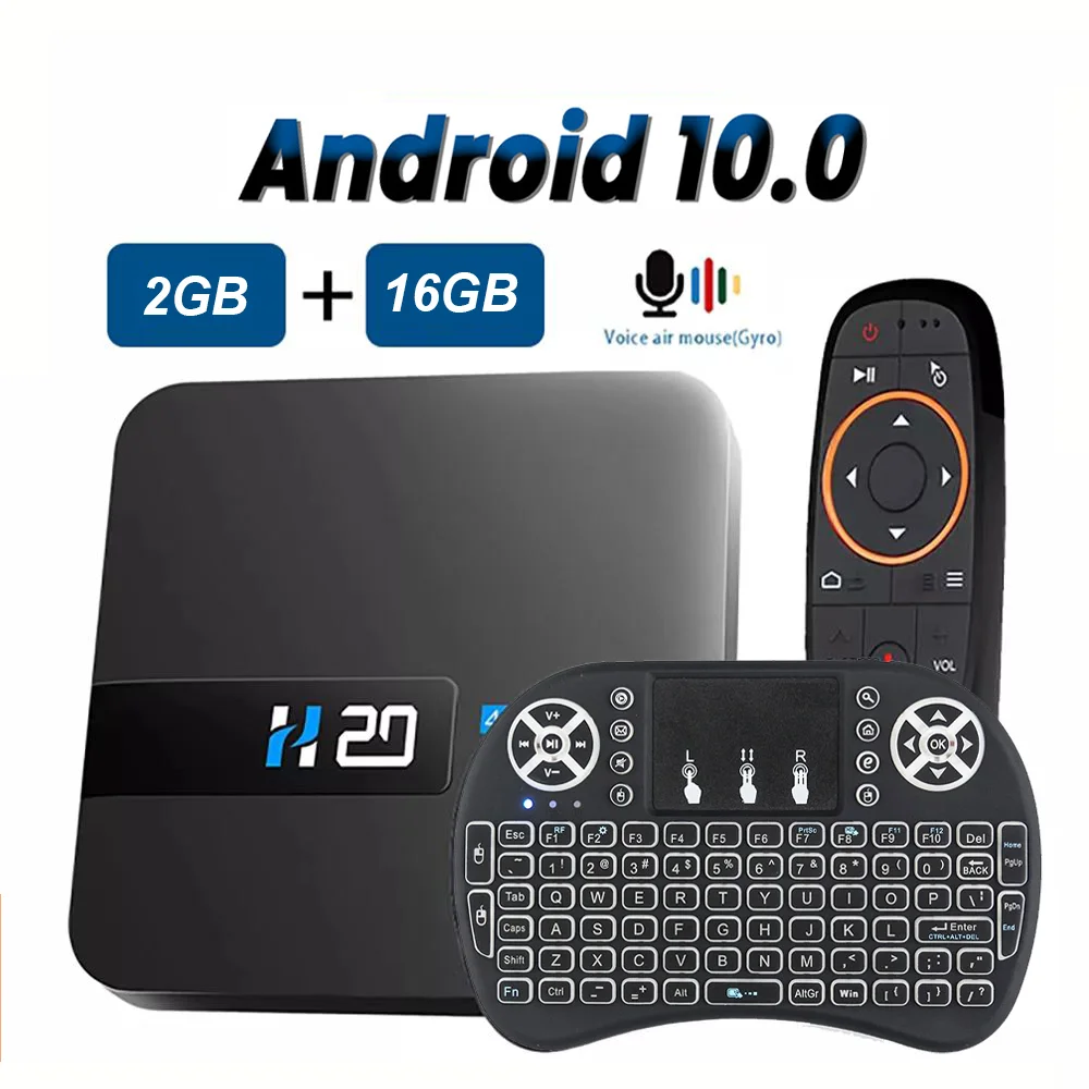 

H20 Smart Android TV Box Android 10.0 2GB 16GB 4K HD Voice Assistant TV Box Android 3D Play Store for Home Office TV Top Box